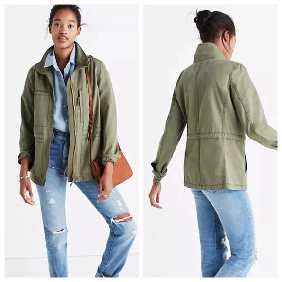 Madewell Women's Fleet Utility Jacket Army Green Cotton Military Style Size Smal - Picture 1 of 5